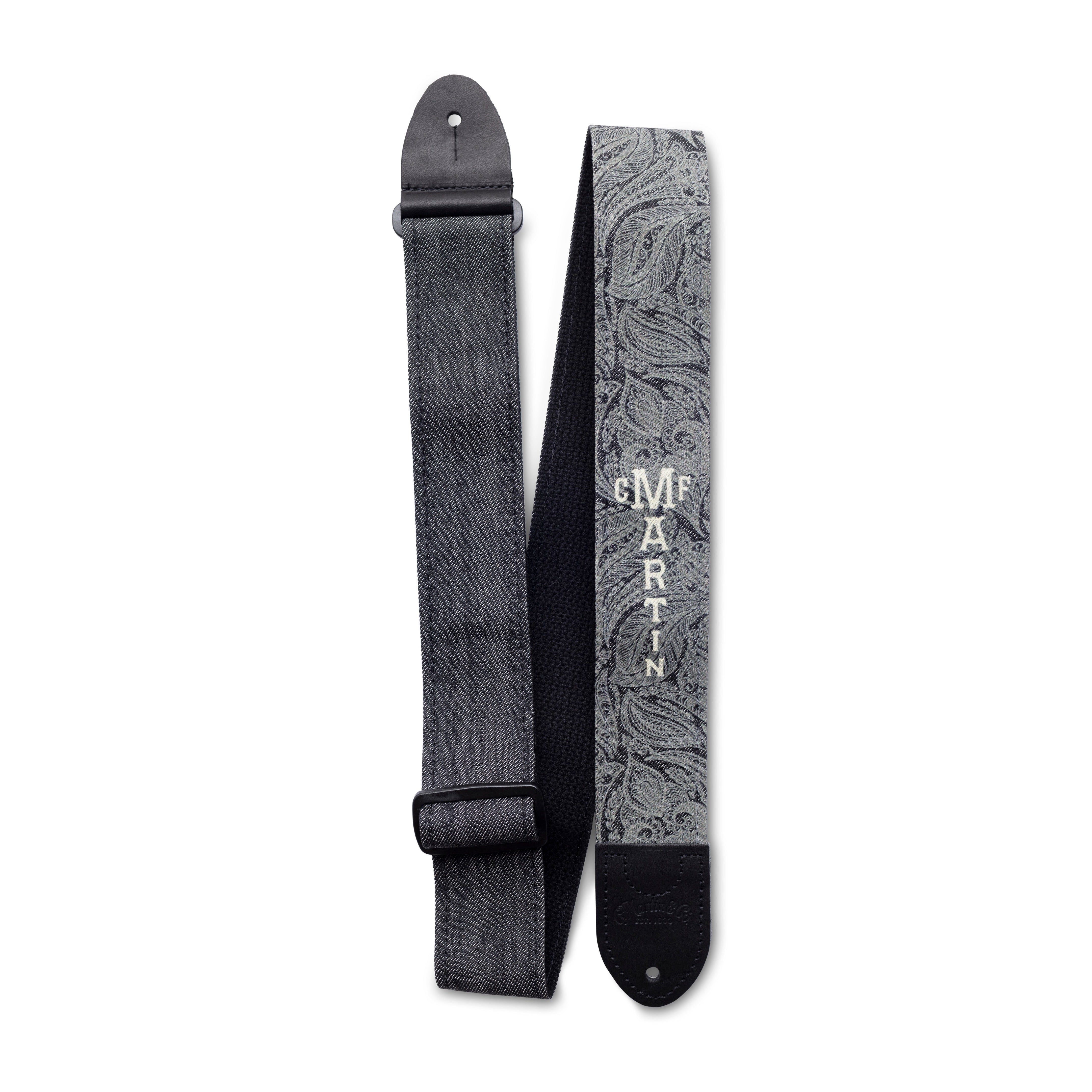 Martin Scroll and Leaf Denim Strap