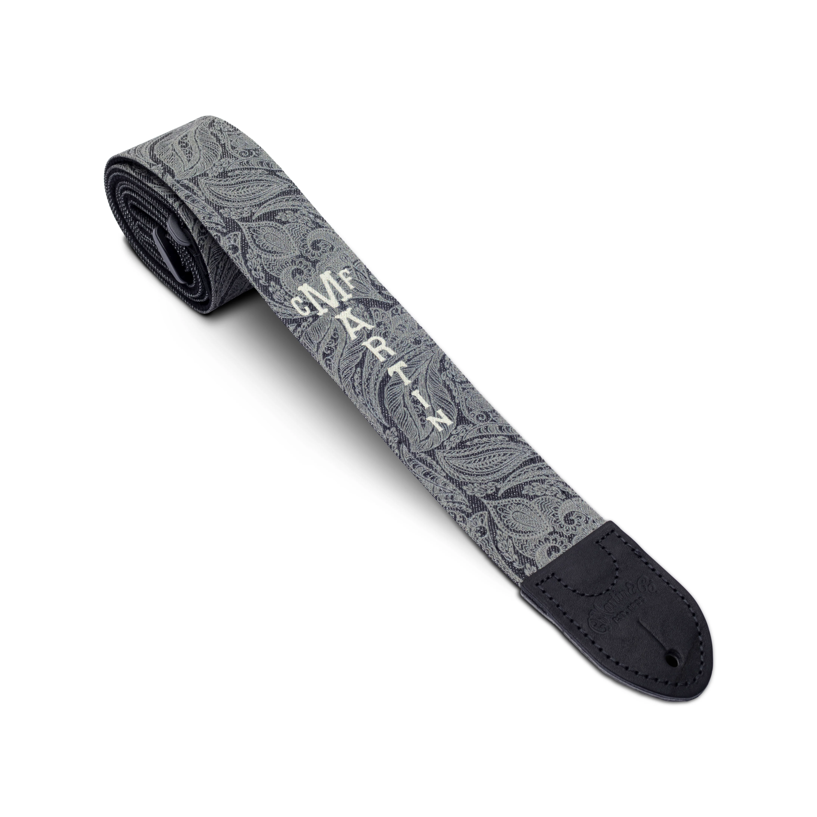 Martin Scroll and Leaf Denim Strap