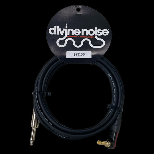 Divine Noise Black Instrument Cable, 10FT Right Angle