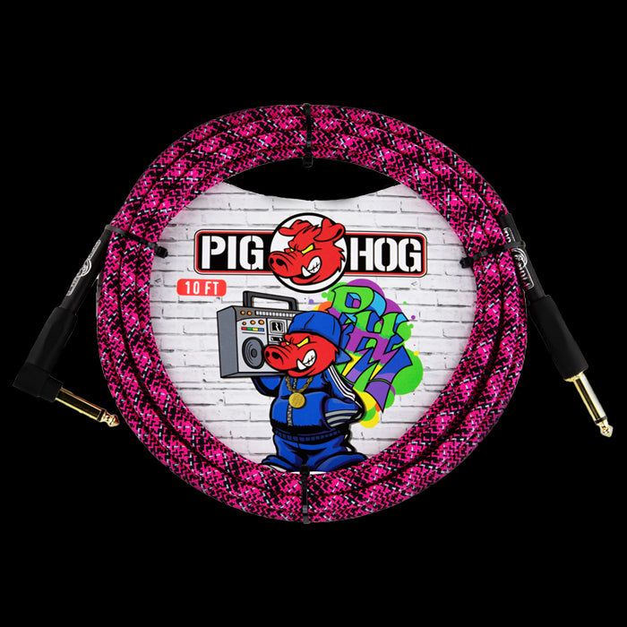 Pig Hog "Pink Graffiti" Instrument Cable, 10FT Right Angle