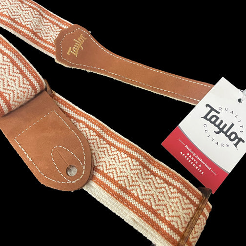 Taylor 2" Academy Jacquard Leather Guitar Strap - White/Brown