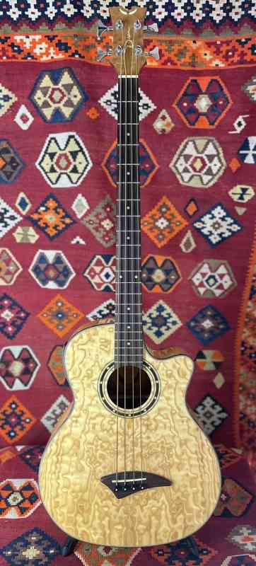 Photo of Dean EQABA-GN Exotica Quilt Ash Acoustic Bass  Gloss Natural